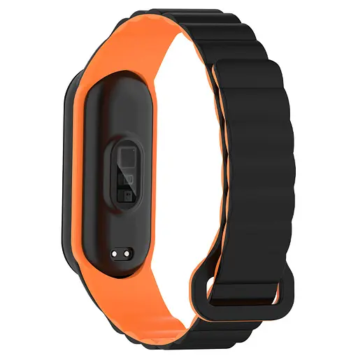 Ремінець Dual-color Magnetic для Xiaomi Mi Band 7/6/5/4/3 Black / Orange - фото 2