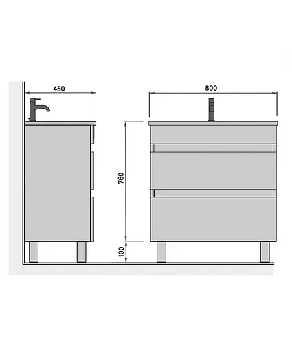 Тумба Мойдодир MoonShine 80 з умивальником Cosmo 80 підлогова Білий - фото 2
