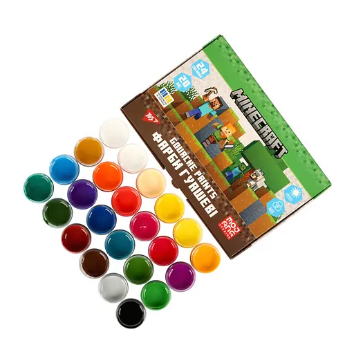 Гуашевые краски Yes Minecraft 24 цветов по 20 мл (230409) - фото 4