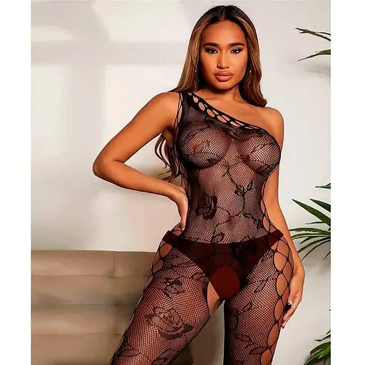 Бодістокінг еротичний через плече S/M/L Чорний K000682 - фото 5