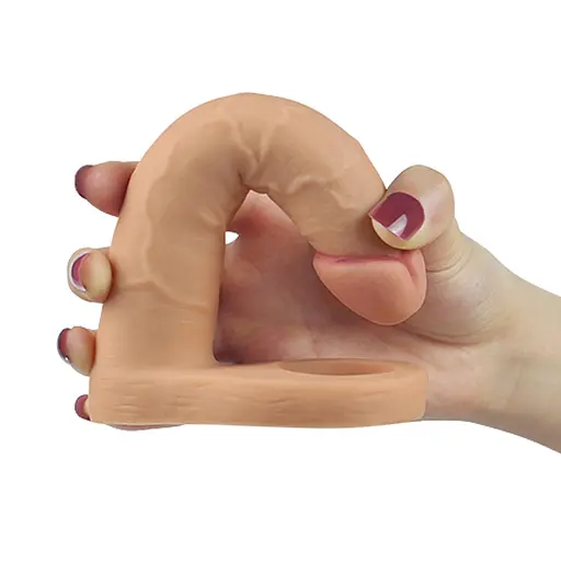 Насадка на пенис с эрекционным кольцом Lovetoy The Ultra Soft Double 15.6 см телесный - фото 3