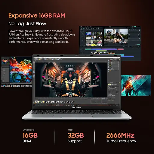 Ноутбук Blackview Acebook 6,16GB DDR4 512GB, N150 36GHz / UHD, Win11 Home, 38Wh, +, HDMI 2.0, Bluetooth 5.0, USB 3.0 - фото 7