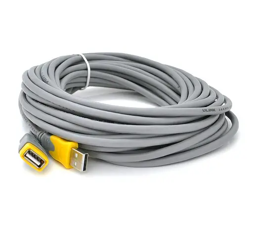 Подовжувач USB 2.0 AM/AF VEGGIEG UF104 Grey/Yellow 10m
