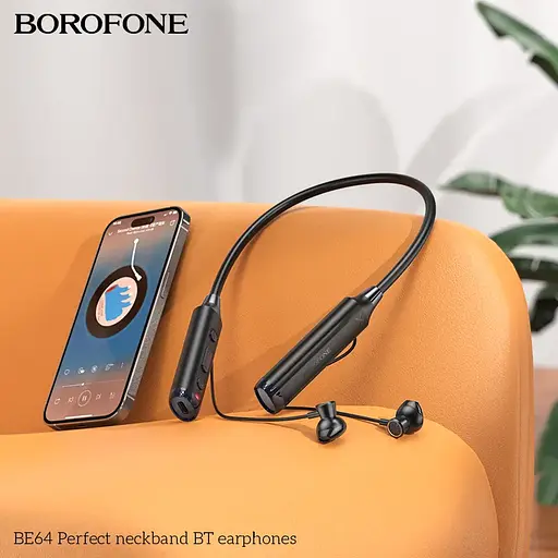 Наушники BOROFONE BE64 Perfect neckband BT earphones Black - фото 4