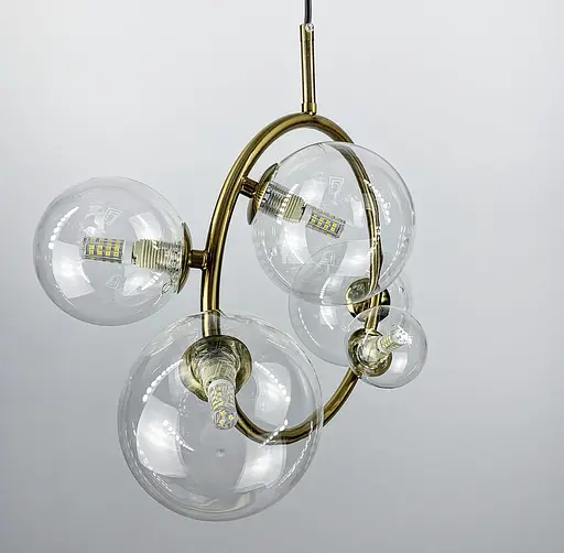 Мініатюрна люстра у формі кільця в латуні з прозорими плафонами Bubble | Арт. H 069/5 AB | Line F - фото 4