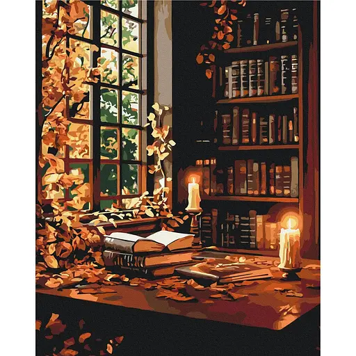 Картина за номерами на підрамнику Brushme Осіння бібліотека