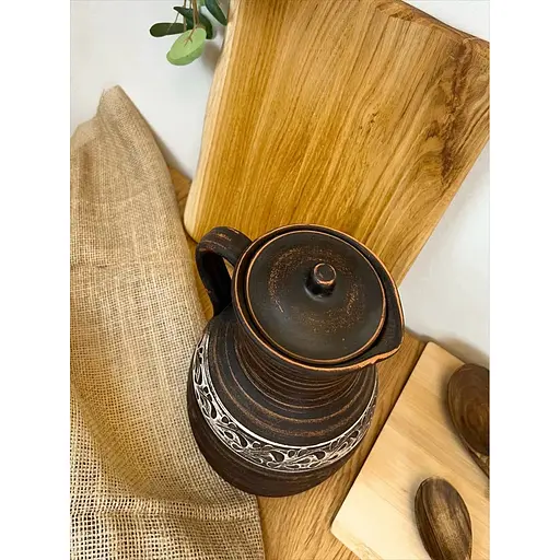 Глек 2.5 літра керамічний (глиняний) різьблений з ручкою  - фото 6