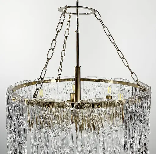 Дизайнерская люстра с прозрачными стеклянными пластинами Line.F Диаметр 60см - фото 6