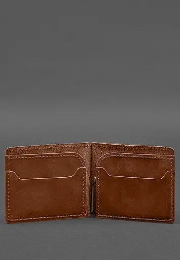 Кожаный портмоне 13.0 зажим Светло-коричневый Crazy Horse - фото 5