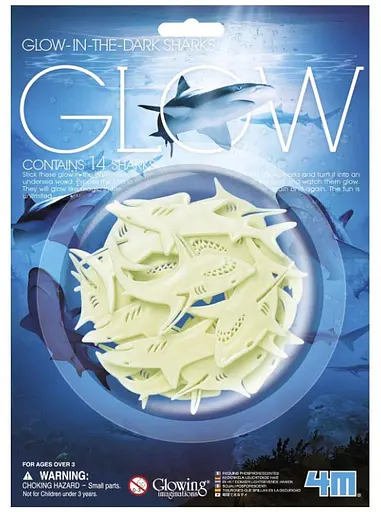 Набор светящихся в темноте наклеек 4M Sharks Акулы 00-05940 Набор люминесцентных наклеек - фото 2