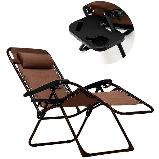 Розкладне крісло шезлонг Leobro Zero Gravity Brown (LB-ZGC-F1-BRN) - фото 2