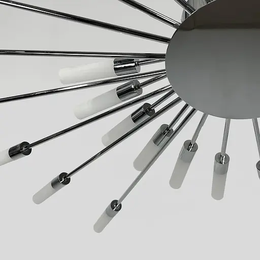 Потолочная хромированная люстра в форме солнечной вспышки на 32 плафона G4 Ø 110х90 см Line F | Ст. 1279/32 CH - фото 3