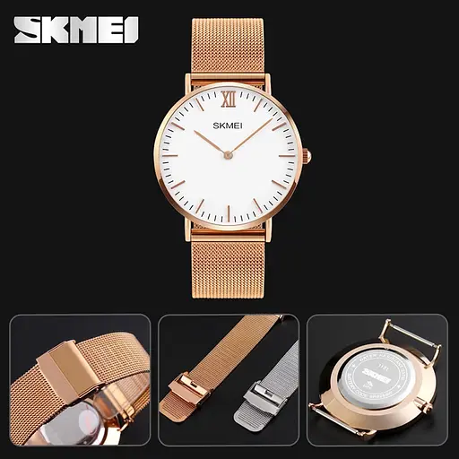 Женские ультратонкие часы Skmei 1185 (Золотистый) - фото 4