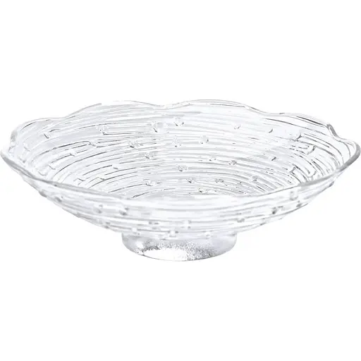 Тарелка для фруктов Yiwu из стекла Листья лотоса 23 см прозрачная HP-YH-12 - фото 1