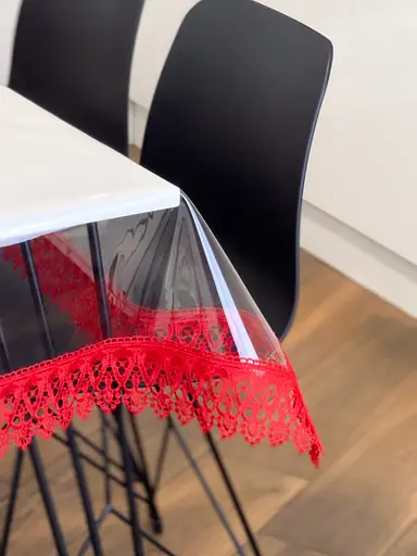 Силиконовая скатерть с красным кружевом 7 см 350х150 см - фото 8