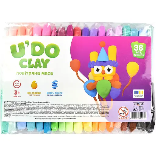 Набір для творчості Strateg U'DO Clay 228 г (6 г x 38 шт.) (30900) - фото 1