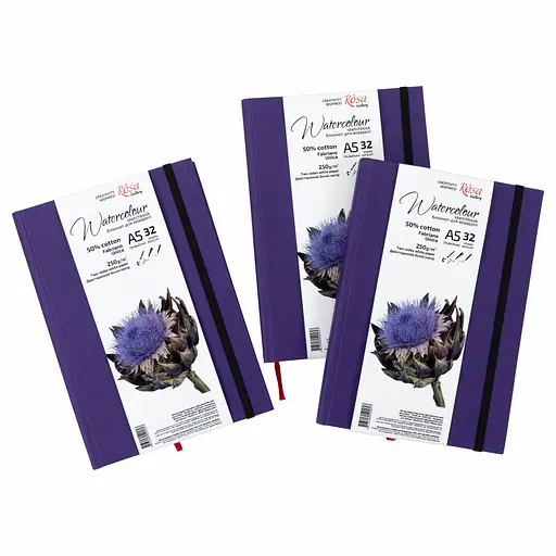 Блокнот для акварели Unica by Fabriano А5 250г/м2 32 л бумага белая Фиолетовая ROSA Gallery - фото 2