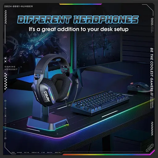 Ігрова гарнітура Onikuma GT808 бездротова з підсвіткою чорний - фото 9