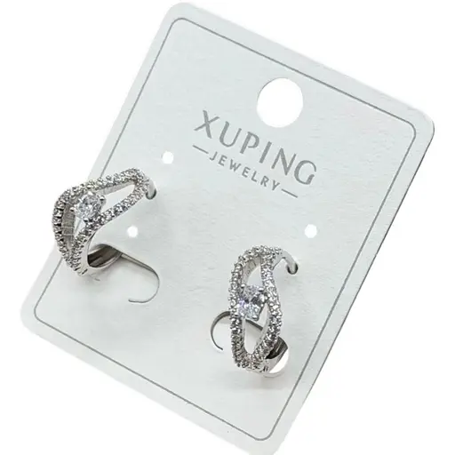 Сережки Xuping фігурні з камінчиками та великим каменем з медичної сталі - фото 1