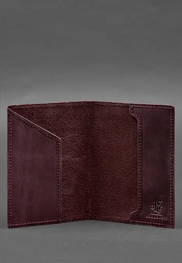 Кожаная обложка для паспорта с картой Украины бордовый Crazy Horse - фото 5