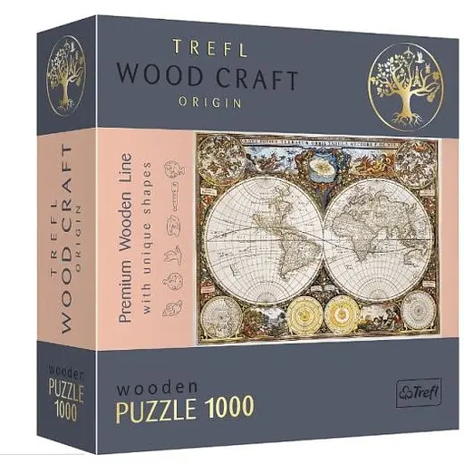 Пазл Trefl деревянный фигурный Античная карта мира 1000 эл. (20144)