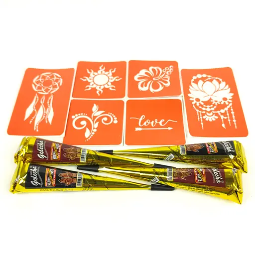 Набор хны с трафаретами для био-тату №1 Fresh Tattoo henna-set-01 - фото 6