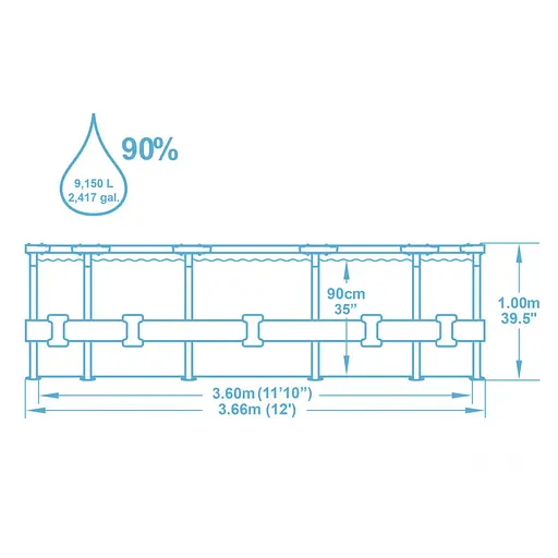 Басейн каркасний 56709 фільтр-насос, сходи, в коробці - фото 6