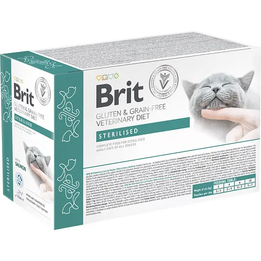 Влажный корм для кошек Brit VetDiet Care Sterilised с лососем 12 шт. x 85 г - фото 1