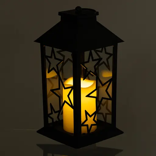 Ліхтар новорічний декоративний 14×14×30 см підвісний з LED підсвічуванням Чорний CR-3-2 Yiwu - фото 2