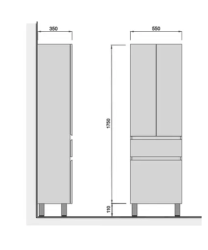 Пенал Мойдодыр Фокус П-55К в ванную комнату напольный с коризной, Белый - фото 7