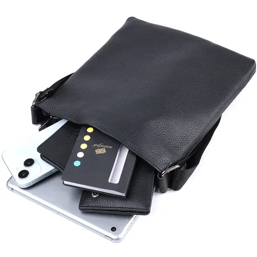 Тонка сумка для чоловіків через плече з натуральної шкіри SHVIGEL 23х24х1,5 см sum0027003 - фото 8