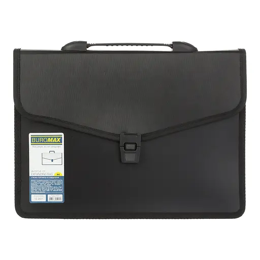 Портфель пластиковий А4 на 3 відділення, чорний BM.3734-01 BUROMAX (4823078959157) - фото 1