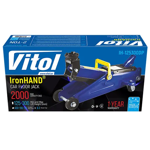 Домкрат гідравлічний підкатний Iron Hand 2 т 125-300 мм 6.3 кг в коробці (IH-125300DP) - фото 7