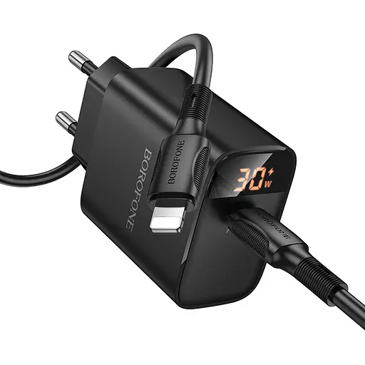 Мережевий зарядний пристрійBorofone BA97A Ilustre single-port PD30W charger with digital display set (C to iP) - фото 3