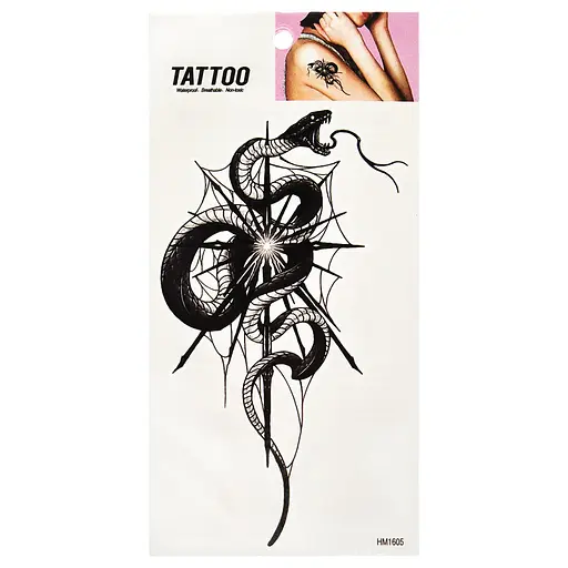 Временная татуировка Черная змея Tattoo 1020-HM1605