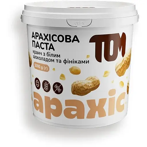 Заменитель питания TOM Арахисовая паста Crunch с финиками и белым шоколадом, 1 кг - Срок 02.26 - фото 1