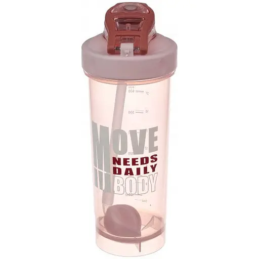 Шейкер-бутылка Laprida пластиковая с трубочкой и бовтанкой 800 мл (67-3875)