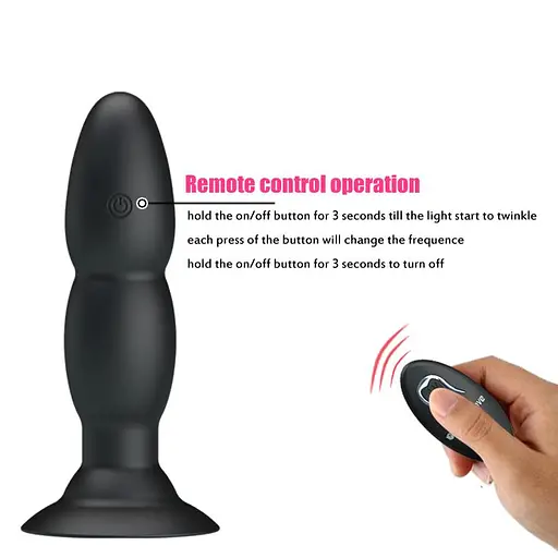 Анальна пробка Pretty Love RC Vibrating Butt Plug 13.5 см (чорний) - фото 8