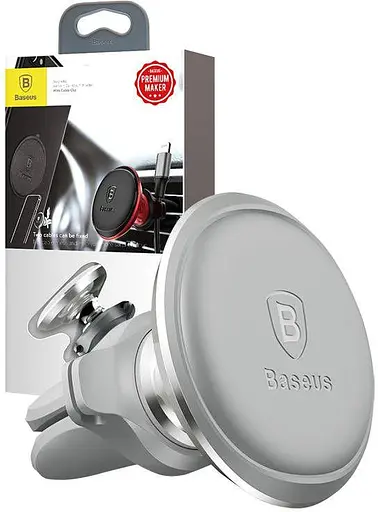 Автодержатель Baseus Magnetic Air Vent Car Mount With Cable Clip SUGX020012 светло-серый - фото 2