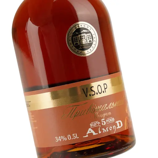 Бренді Proshyan Привітальний Мигдаль 5 років 34% 0.5 л - фото 5