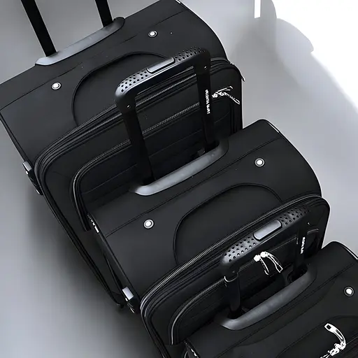 Набор тканевых чемоданов 3в1 с кодовым замком и телескопической ручкой черный (6071) - фото 4