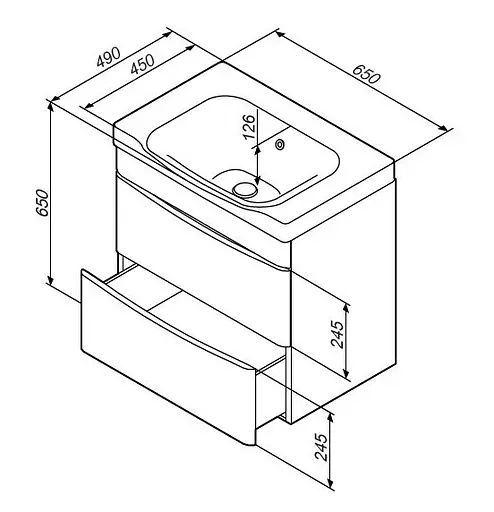 Тумба подвесная AM.PM Like 65 см с умывальником (M80-FHX0652-WC0652-38) - фото 9