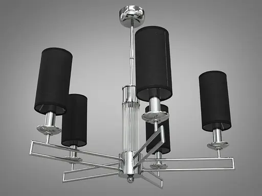 Современная люстра с текстильными абажурами на 5 ламп. - фото 1