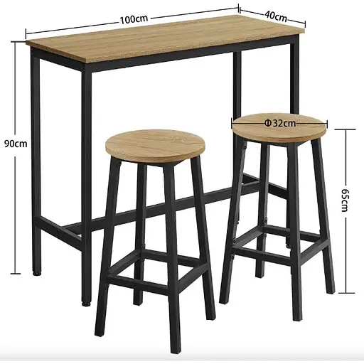Барний стіл та 2 барні стільці Leobert Kidol в стилі Loft натуральний - фото 3