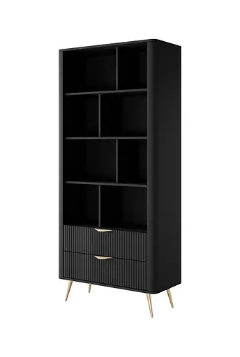 Стеллаж Perfect Home Ланте/Lante 2S с 2 ящиками и золотыми ножками Черный (PFH-091189)