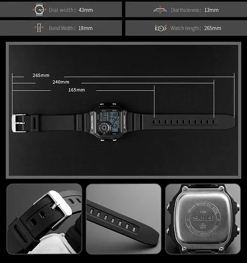 Мужские спортивные наручные часы Skmei 1299 Черный - фото 5