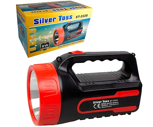 Акумуляторний світлодіодний переносний ліхтар-прожектор Silver Toss ST-2228 з ручкою 8 Вт Червоний 88234 - фото 6