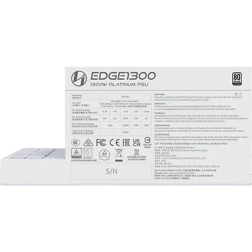 Блок живлення Lian Li EDGE1300 1300W 80 PLUS PLATINUM WHITE (G9P.EG1300.WE00.EU) - фото 14