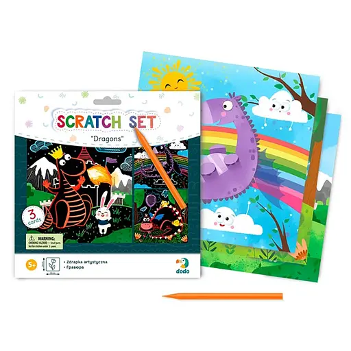 Набір для творчості гравюри DoDo "Дракони" 300215, 3 гравюри в наборі