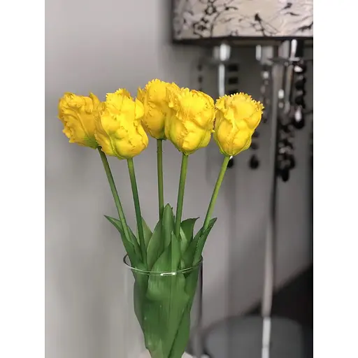 Тюльпани штучні Hvoya Real Touch латексні махрові 5 шт. жовті - фото 6